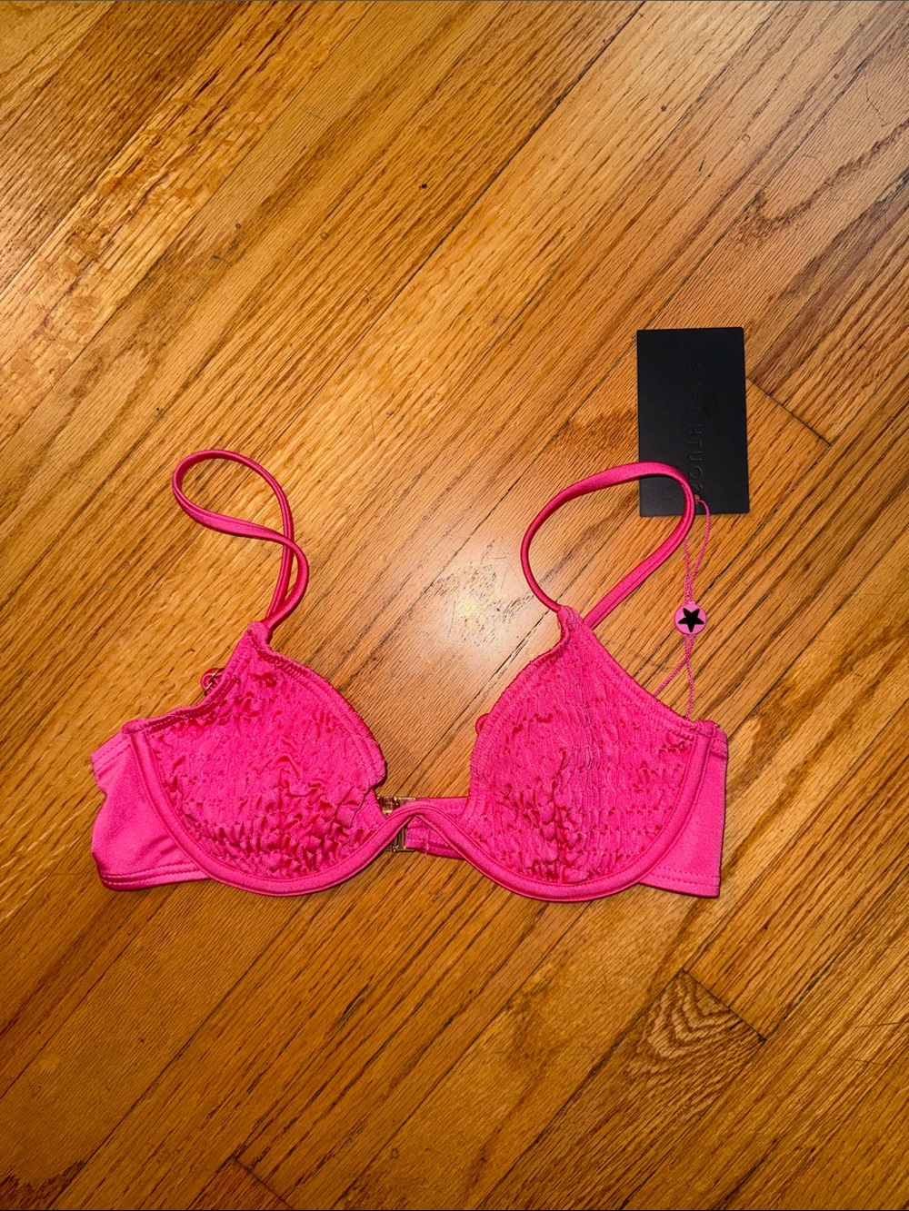 South Beach ASOS Hot Pink ruched Underwire Bra Pink Small XS NWT 4